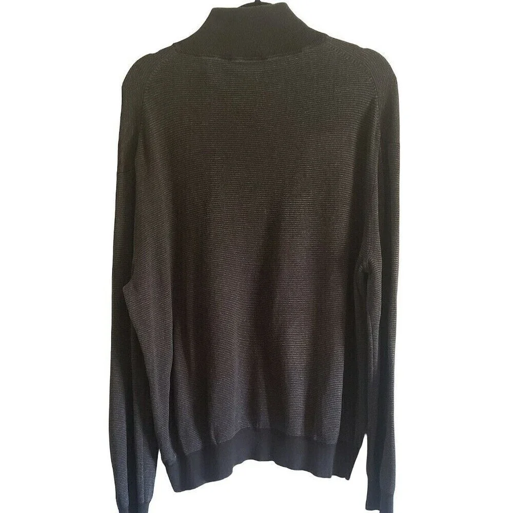 Polo Ralph Lauren Gray Black Sweater Quarter Zip Chunky Logo Warm Sz XL Dad Cozy